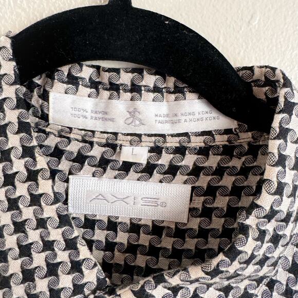 Axis Black + Tan Pinwheel Square Pattern Collared Short Sleeve Button Up - Large - Picture 3 of 6